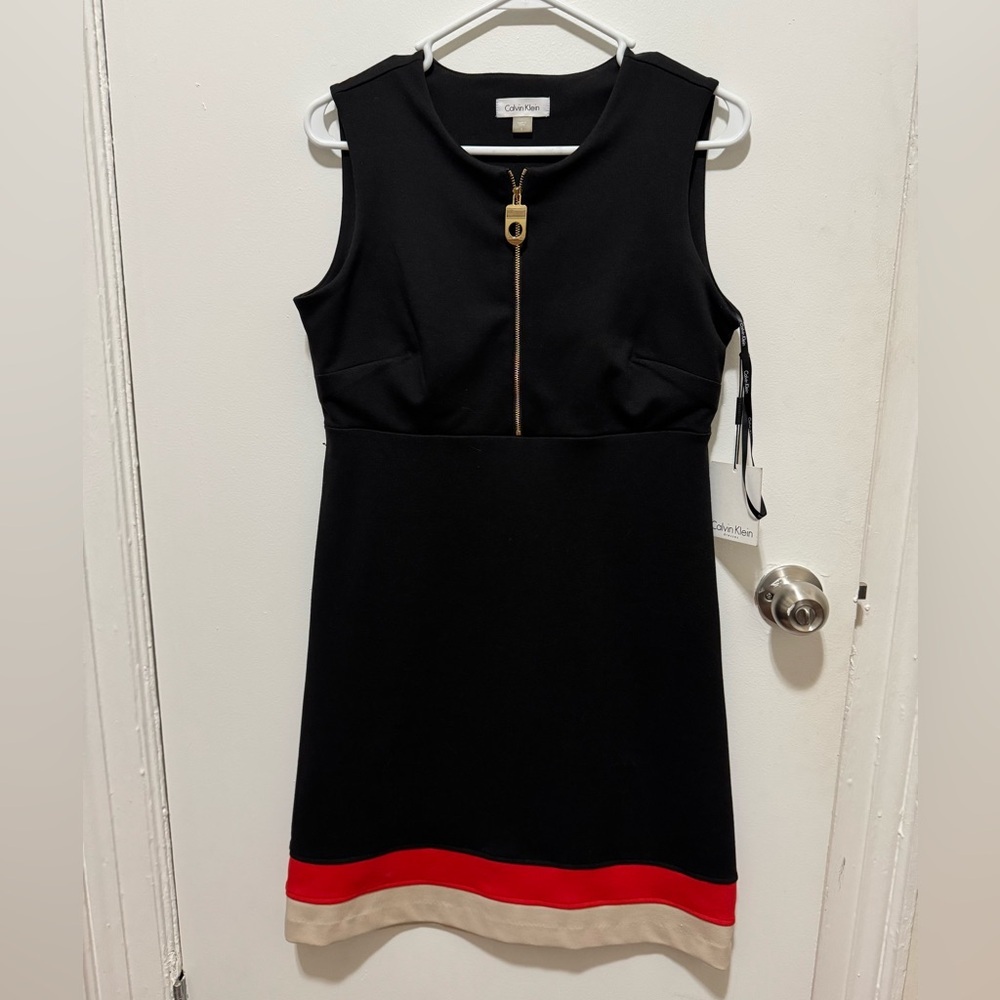 NWT Calvin Klein Black and Red Sheath Mini Dress Size 6 - Picture 4 of 7